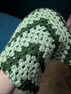 Handmade Crochet Granny Square Baby Lap Blanket in Light and Dark Green